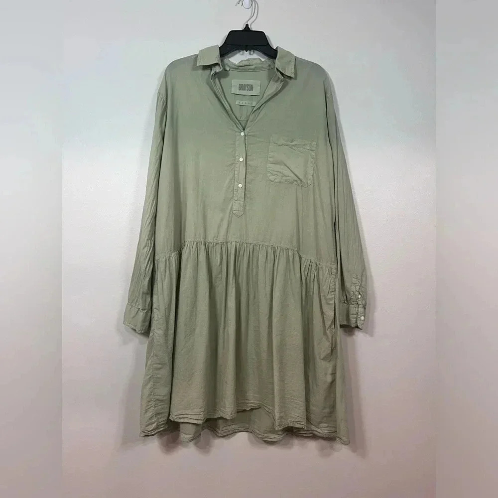 Grayson Frank & Eileen The Changemaker Sage Green Button Down Loose Fit Dress XL